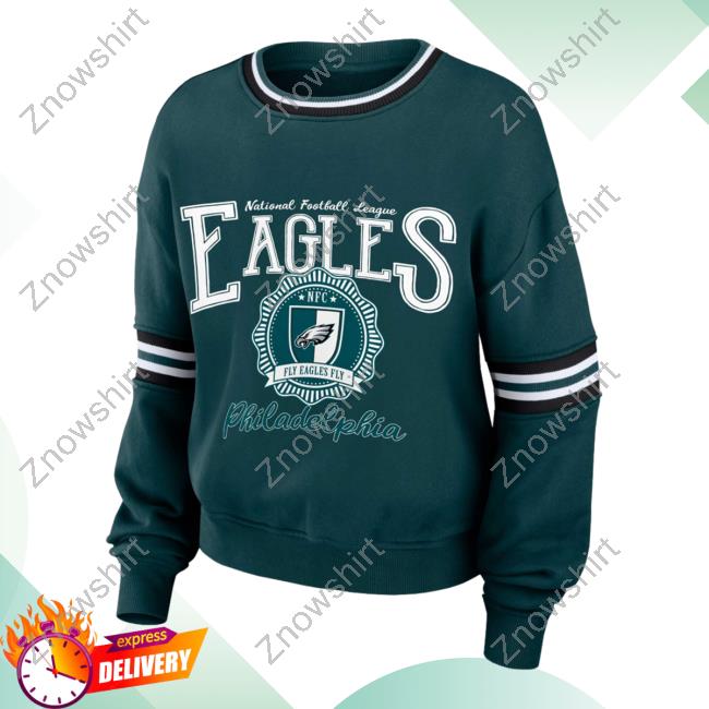 Official PhiladelphiaEagles Clothing Merch Store Shop Wear By Erin Andrews Green Philadelphia Eagles Prep Pullover Hoodie